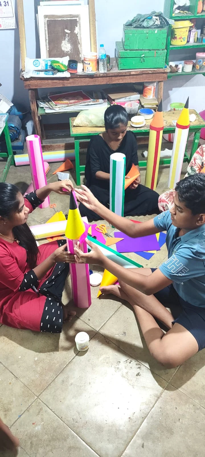 Students doing craft