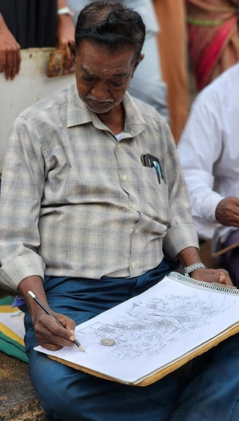 Artist sketching outdoors